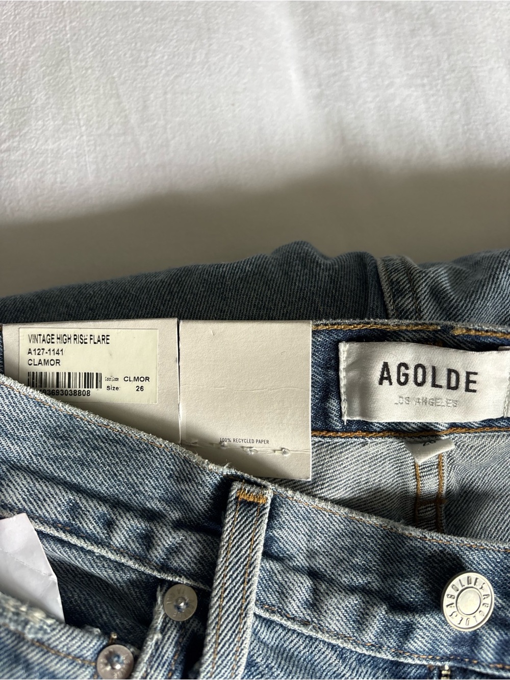 Agolde Vintage High Rise Flare Jeans in Light Blue Wash